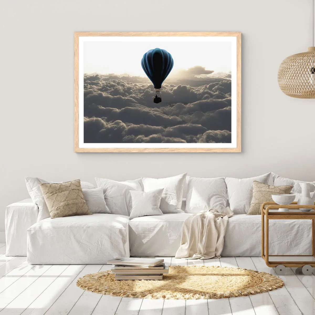 Poster in light oak frame - Wanderer above Clouds - 91x61 cm