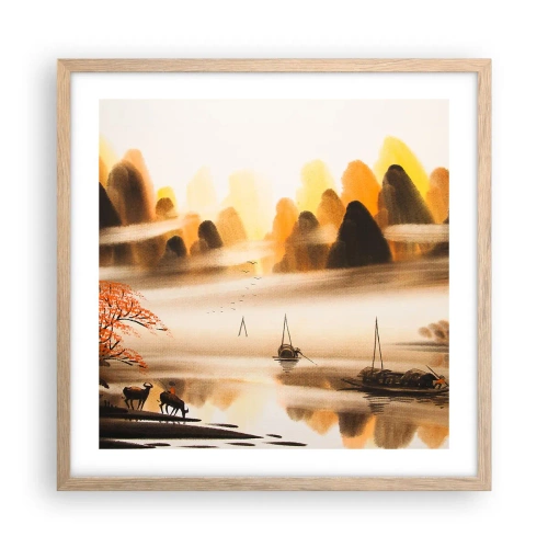 Poster in light oak frame - Further than Far East - 50x50 cm