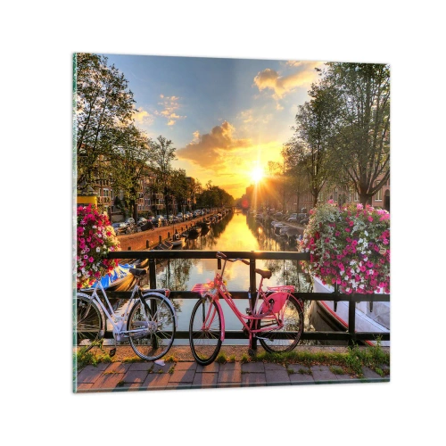 Glass picture - Spring Morning in Amsterdam - 50x50 cm
