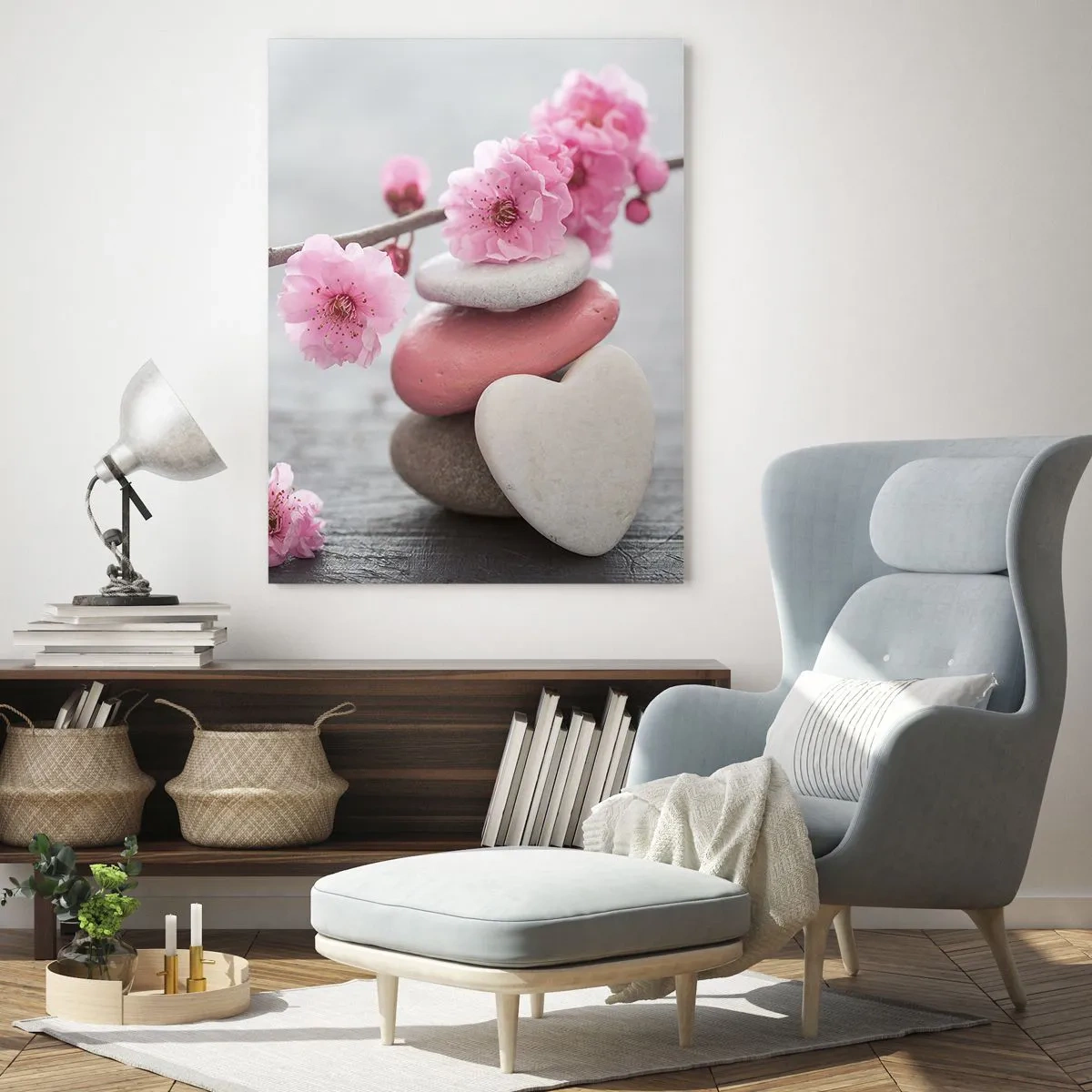 Glass picture - Bliss with Cherry Blossom - 70x100 cm