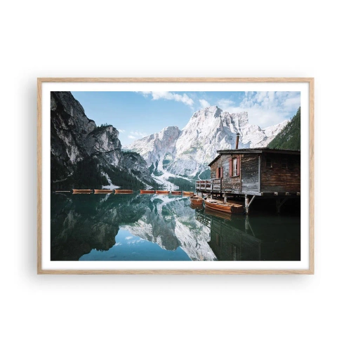 Poster in light oak frame - Crystal, Mountain Morning - 100x70 cm