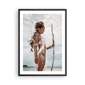 Poster in black frame - Stylized figure of a woman in a tropical setting - 50x70cm - Queen of the Tropics - Modern wall decoration for the living room and bedroom ARTTOR