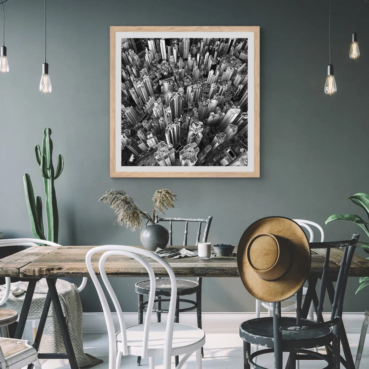 Poster in light oak frame - Higher and Higher - 60x60 cm