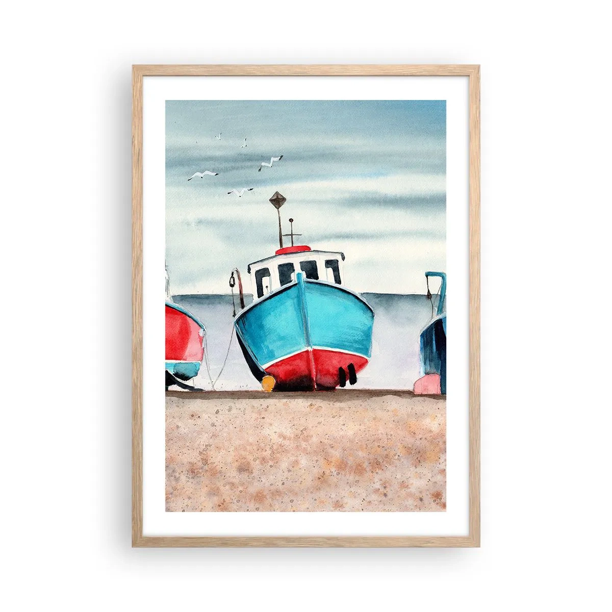 Poster in light oak frame - Ready for Fishing - 50x70 cm