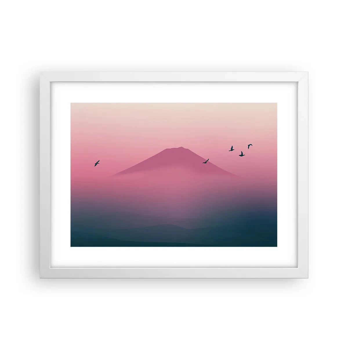 Poster in white frmae - Wanderers above Clouds - 40x30 cm