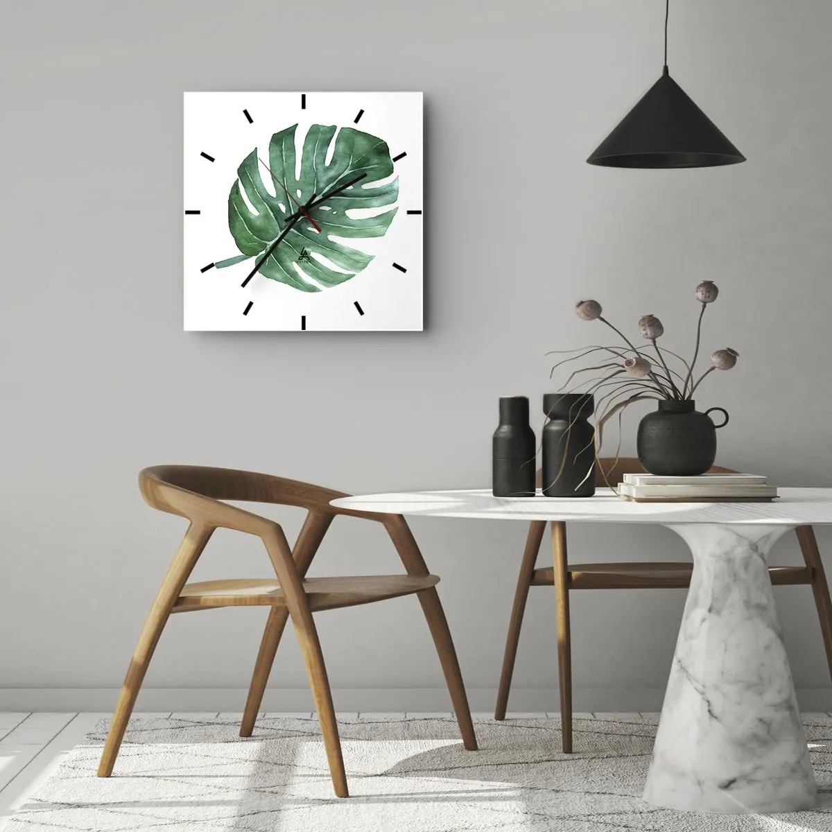 Wall clock - Clock on glass - Green Concept - 30x30 cm