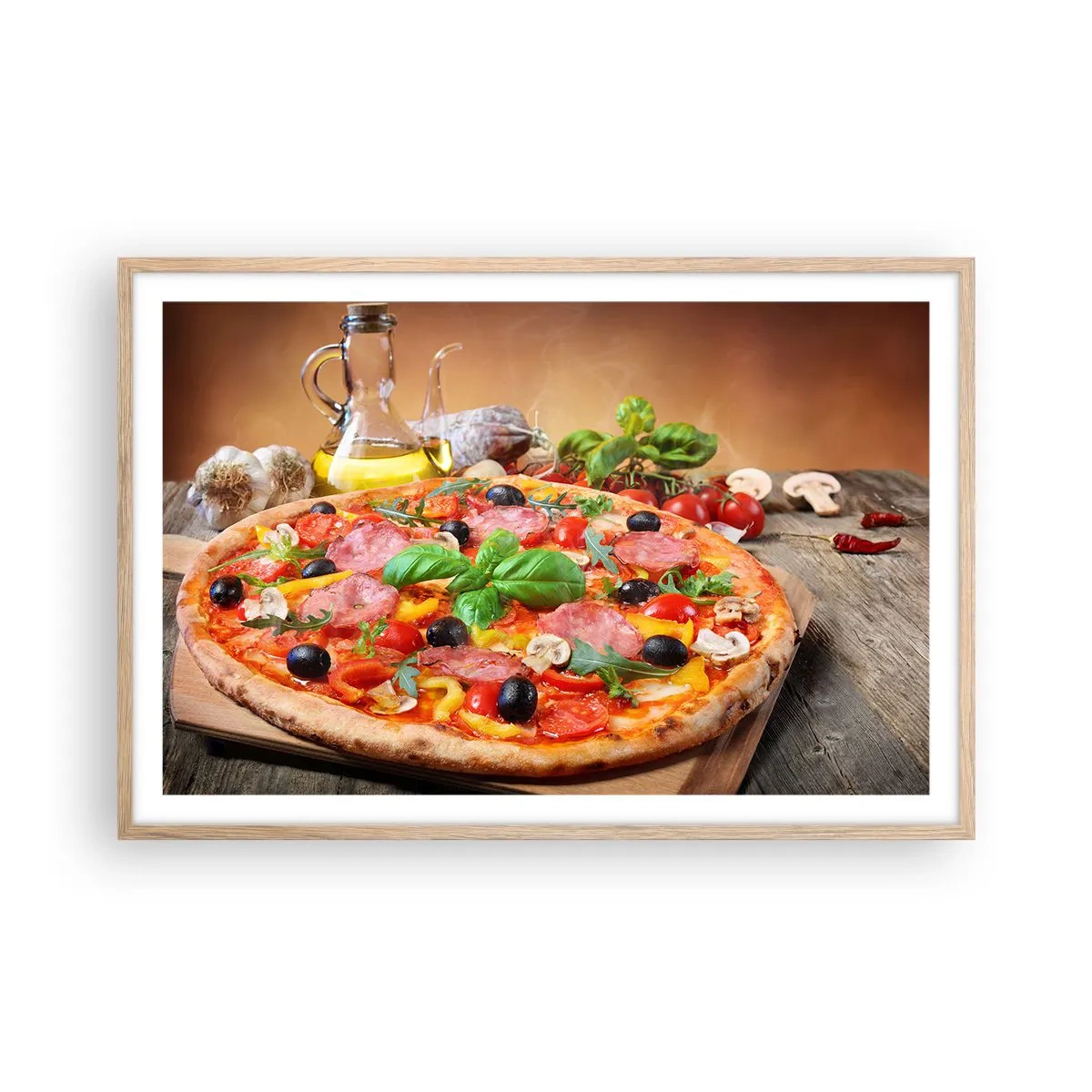 Poster in light oak frame - With a Real Italian Flavouring - 91x61 cm