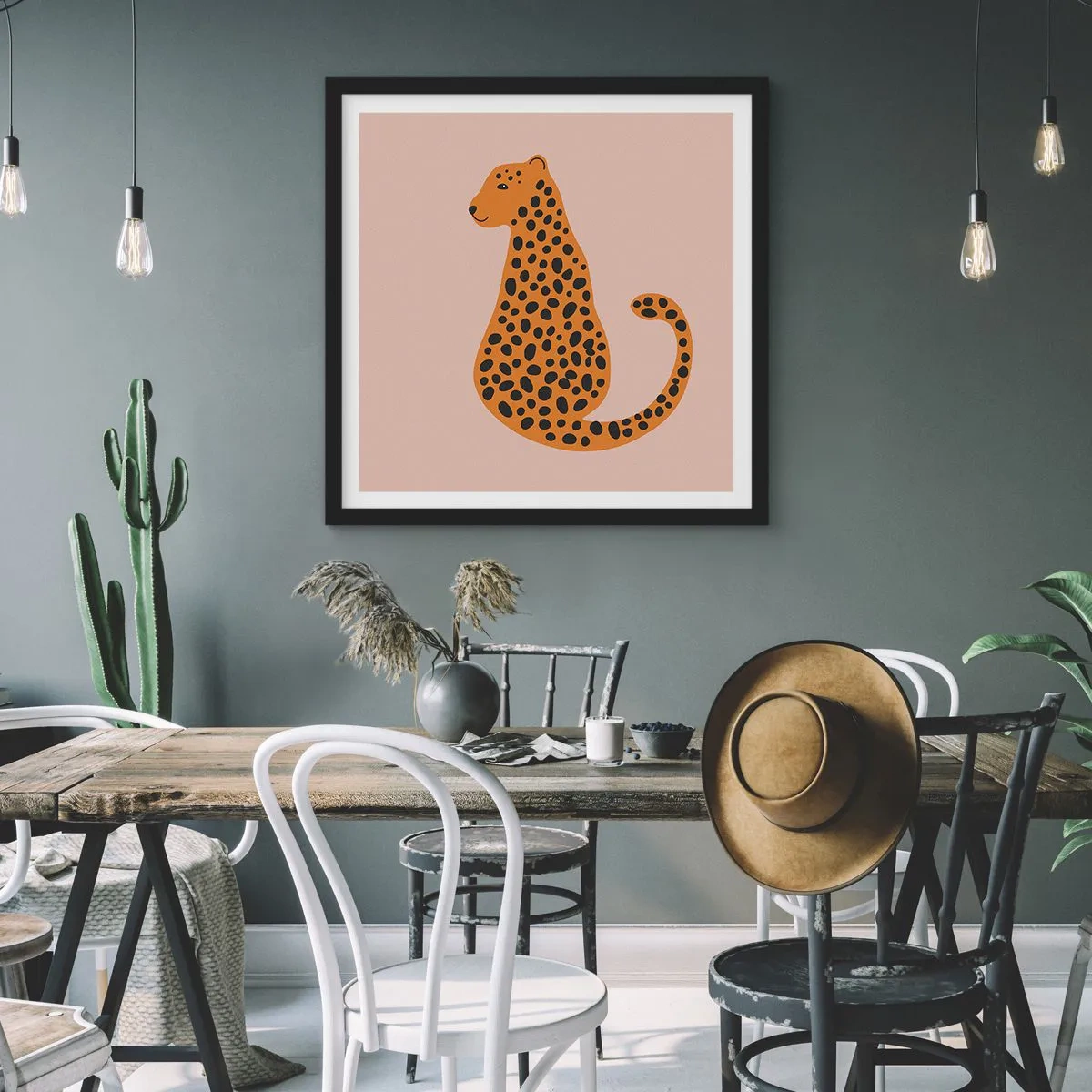 Poster in black frame - Leopard Print Is Fashionable - 60x60 cm