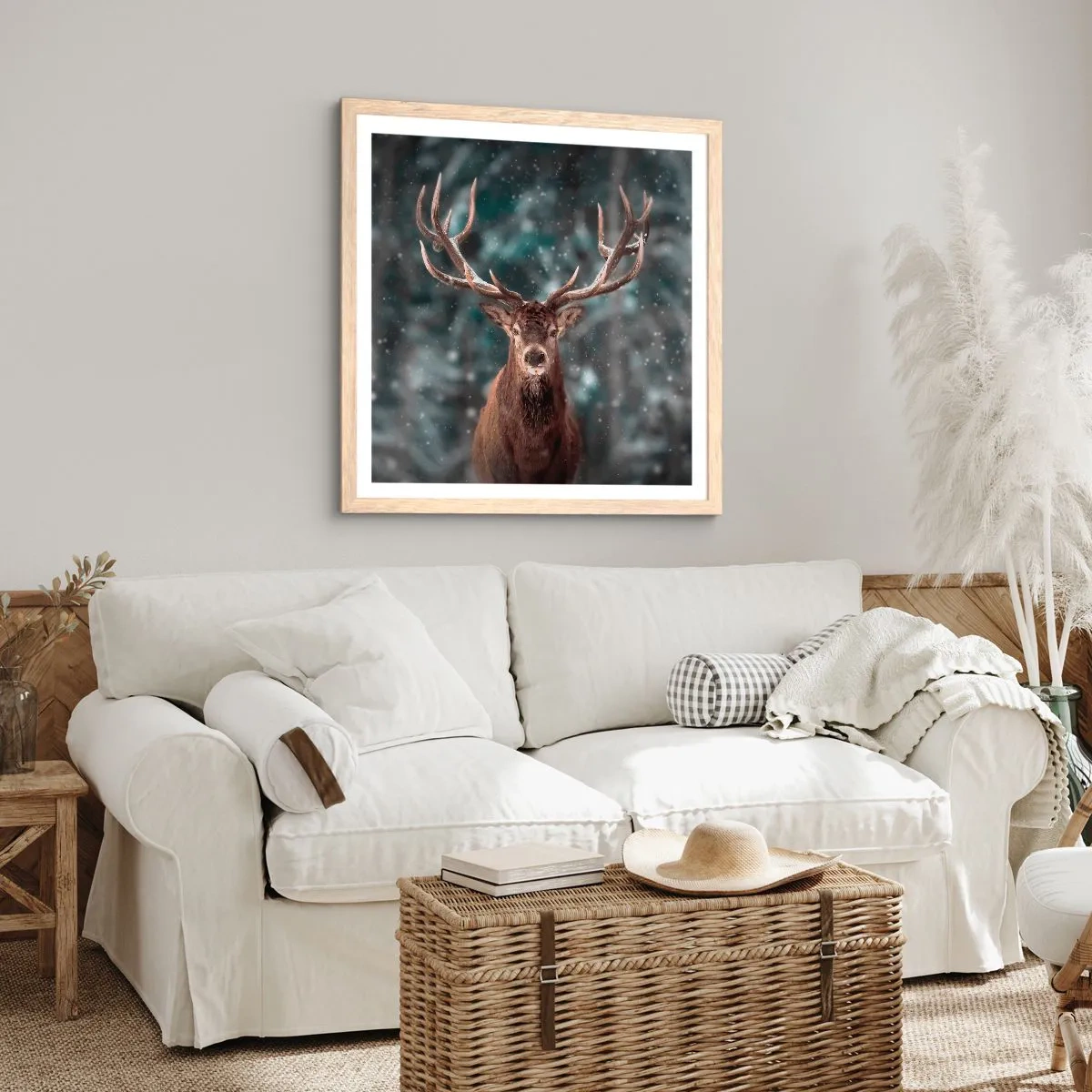 Poster in light oak frame - King of Forest Crowned - 30x30 cm
