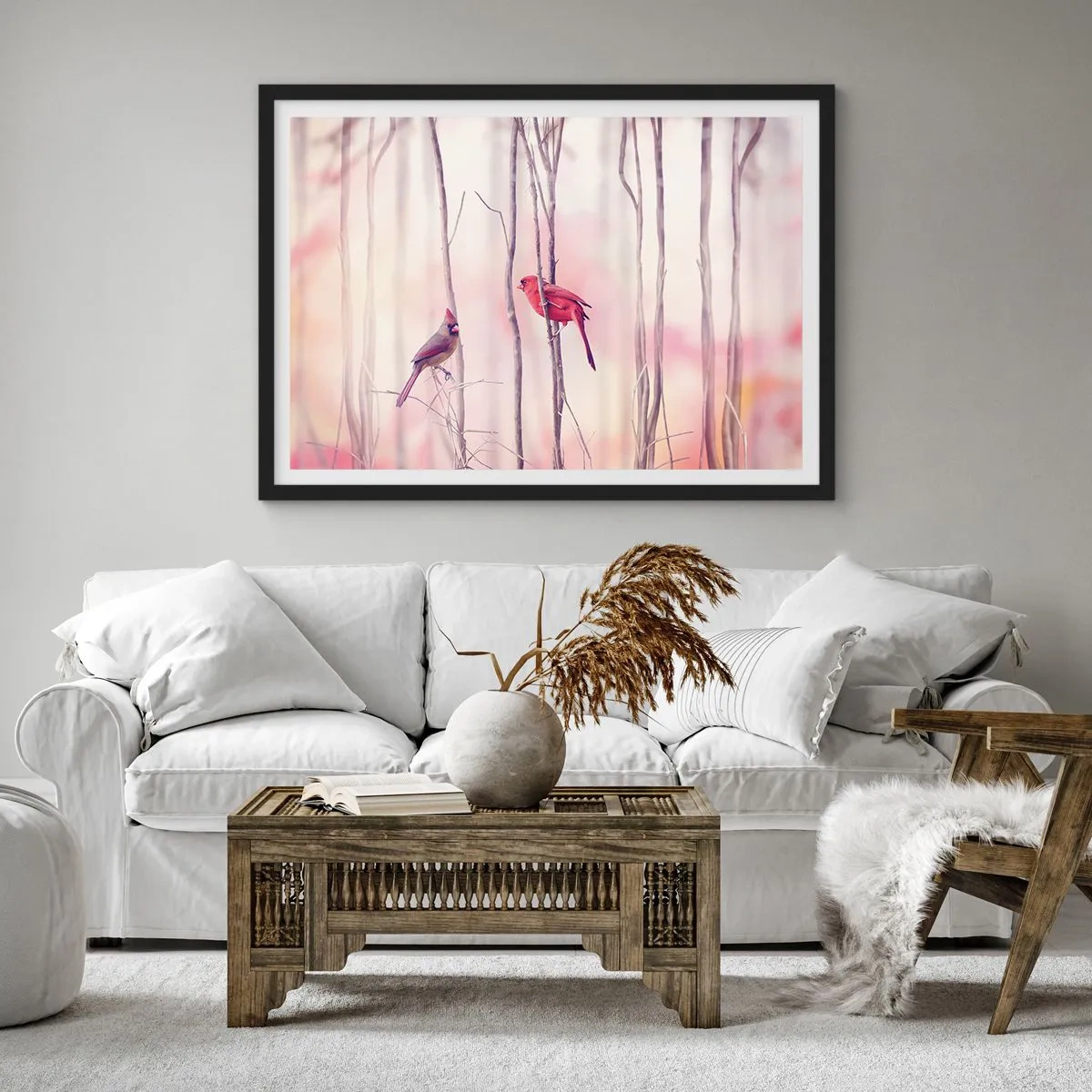 Poster in black frame - Tale of a Pink Forest - 40x30 cm