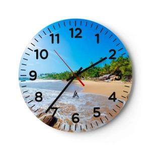 Wall clock - Clock on glass - Exotic Place for You - 40x40 cm