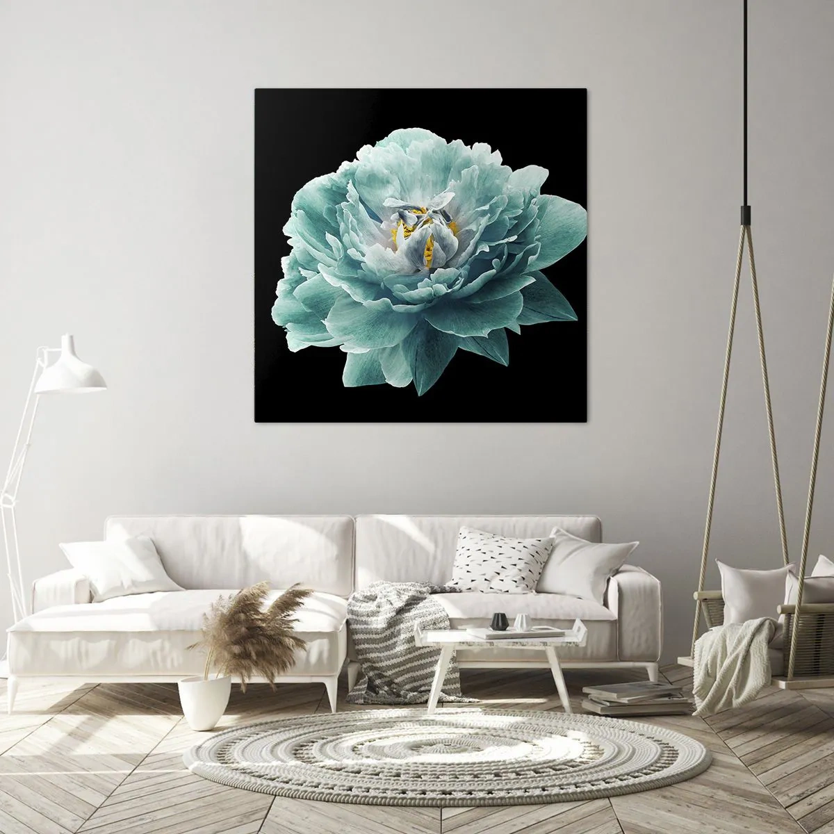 Canvas picture - Blue and Gold Petals - 50x50 cm