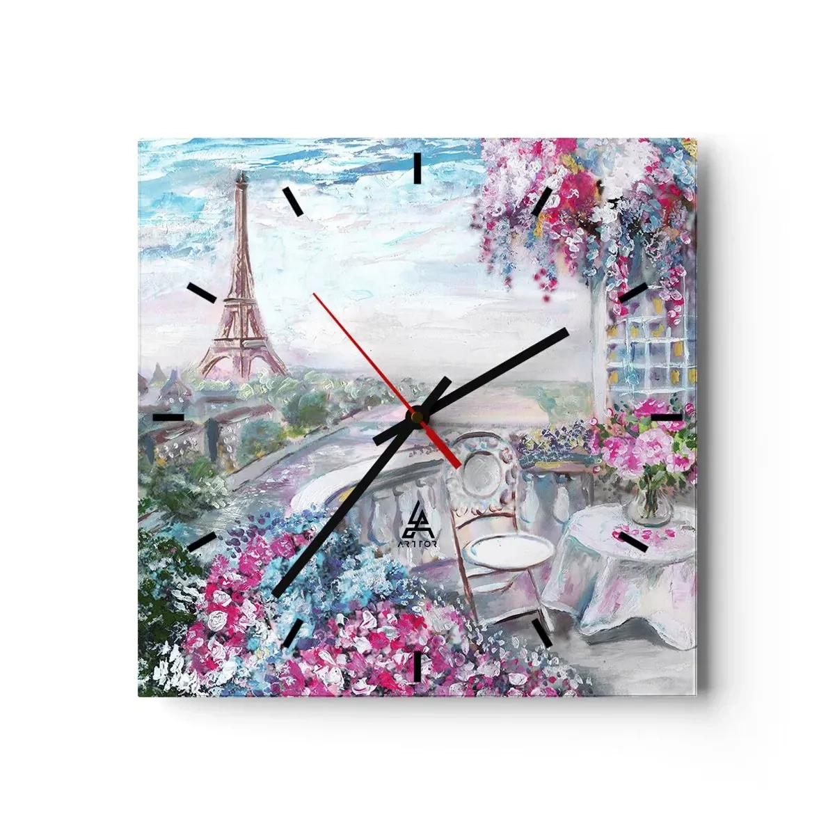 Wall clock - Clock on glass - Come Visit in May - 30x30 cm