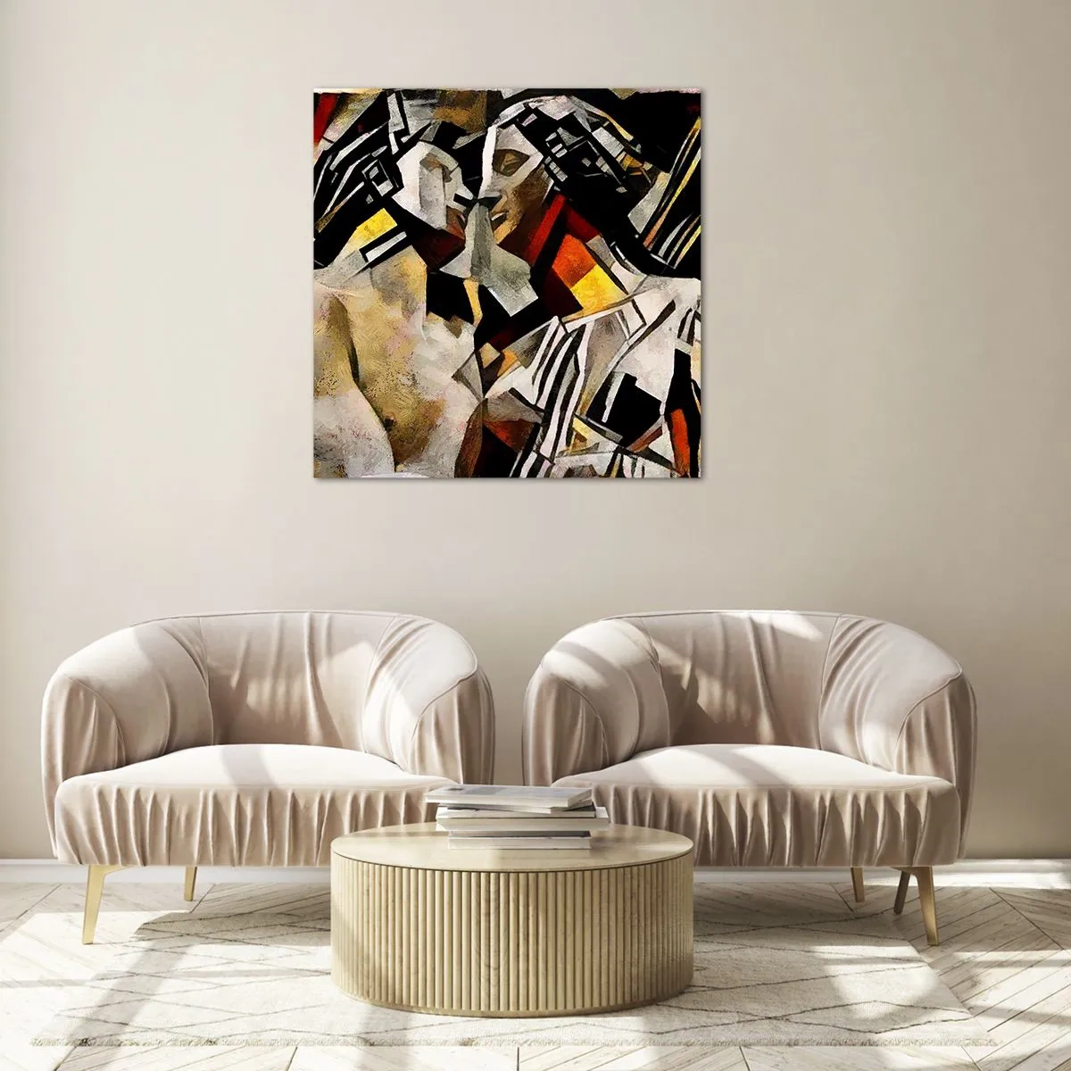 Glass picture - Kiss Of A Statue - 70x70 cm