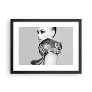 Poster in black frame - Lady with a Chinchilla - 40x30 cm