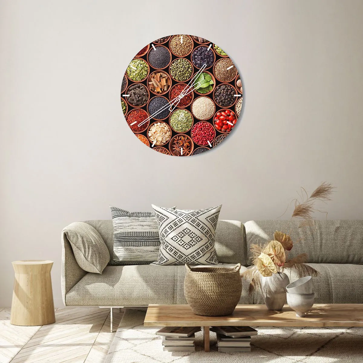 Wall clock - Clock on glass - All Flavours of the World - 40x40 cm