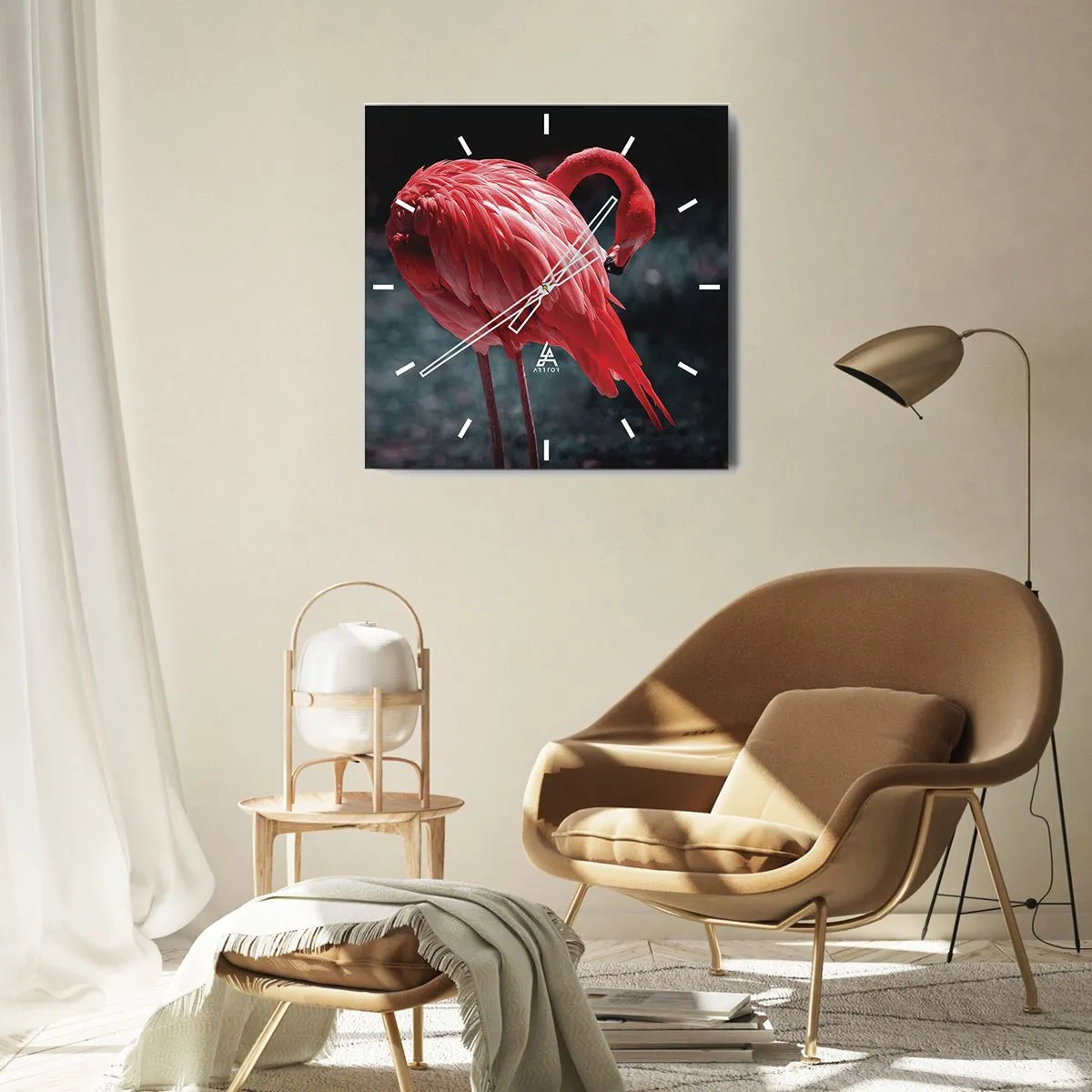 Wall clock - Clock on glass - Crimson Poem of Nature - 40x40 cm