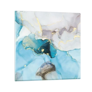 Glass picture - Study in Grey and  Turquoise Encounter - 50x50 cm