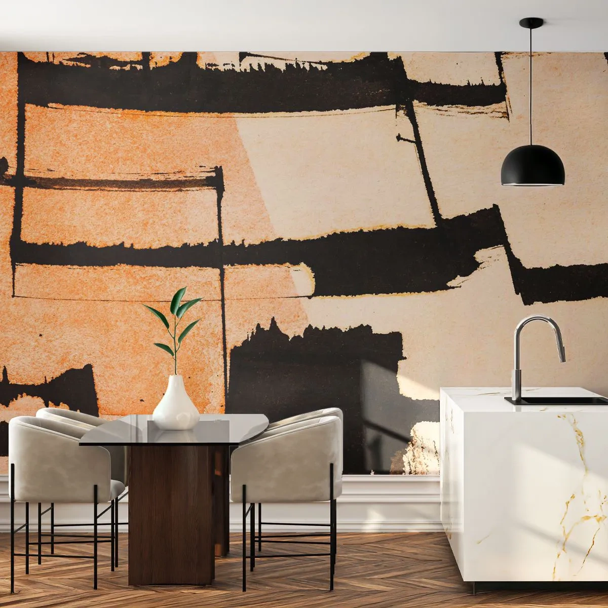 Photo Wallpaper Premium Sand - Order After All - Abstraction, Piece, Painting - 300x210 cm
