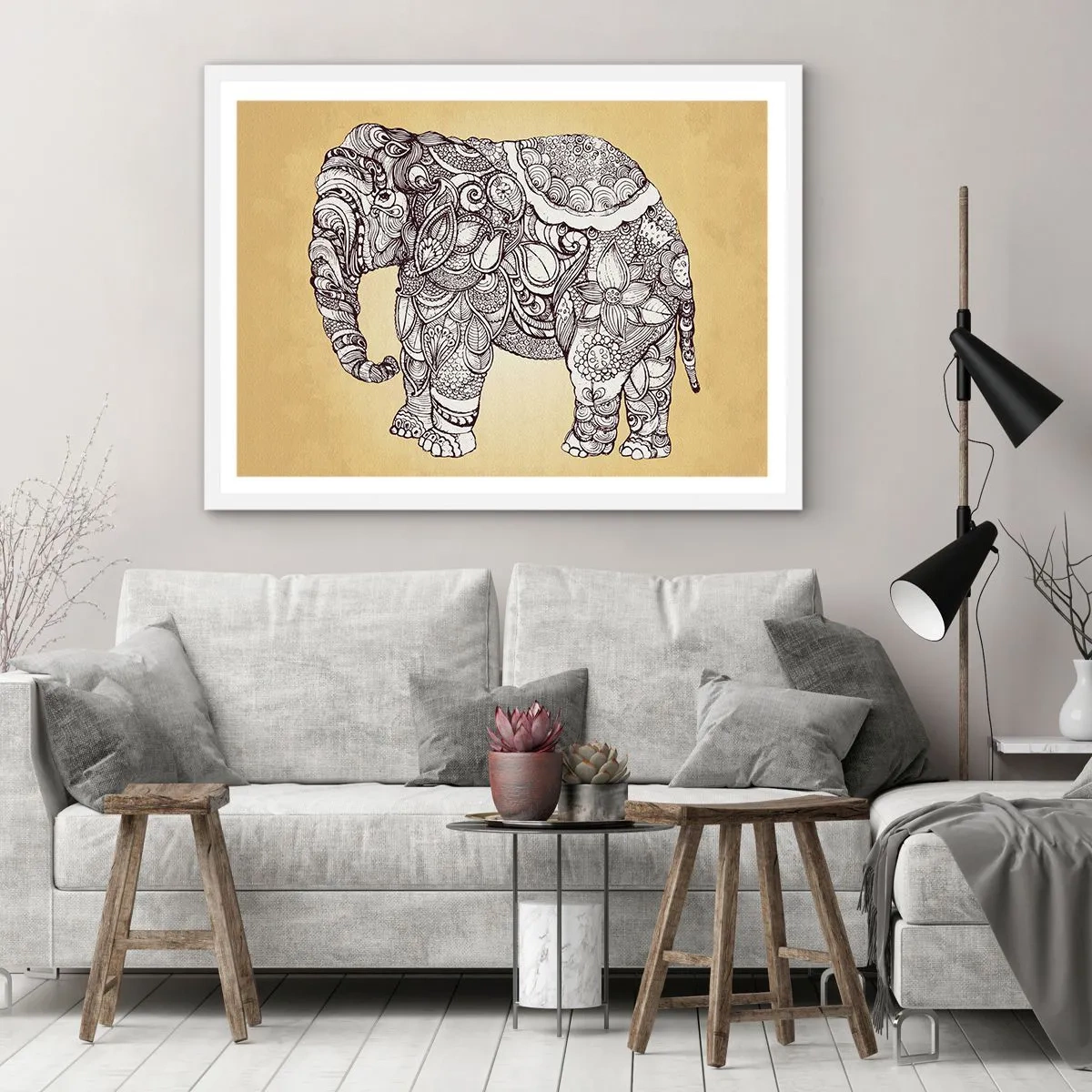 Poster in white frmae - Hidden Elephant - 40x30 cm