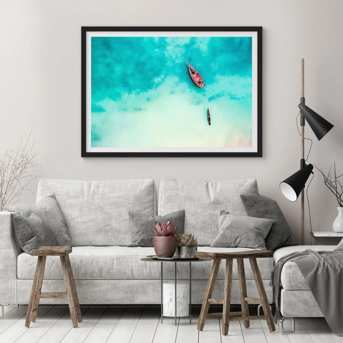 Poster in black frame - On the Beaches of Zanzibar, When the Tide Is High - 91x61 cm