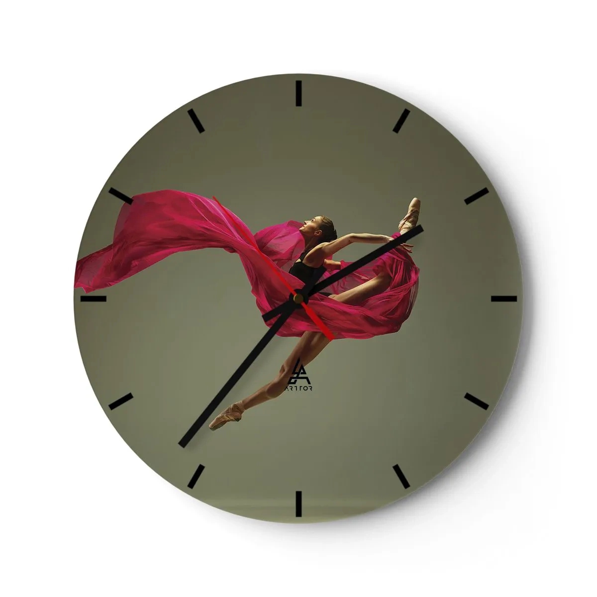 Wall clock - Clock on glass - Dancing Flame - 40x40 cm