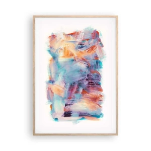 Poster in light oak frame - Colourful Mess - 70x100 cm