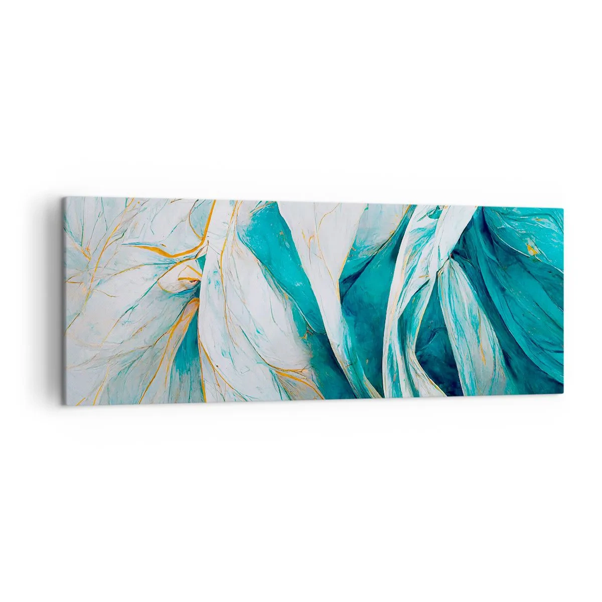 Canvas picture - Blue Abstract with a Golden Motif - 140x50 cm