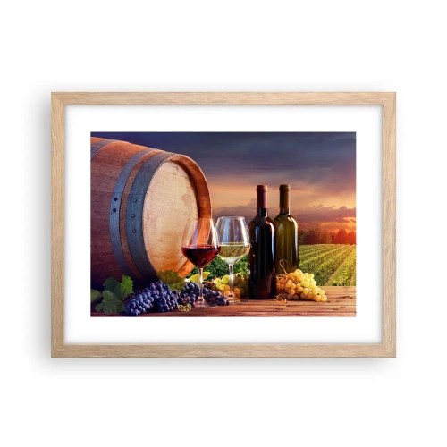 Poster in light oak frame - Here Life Is Full of Flavour - 40x30 cm