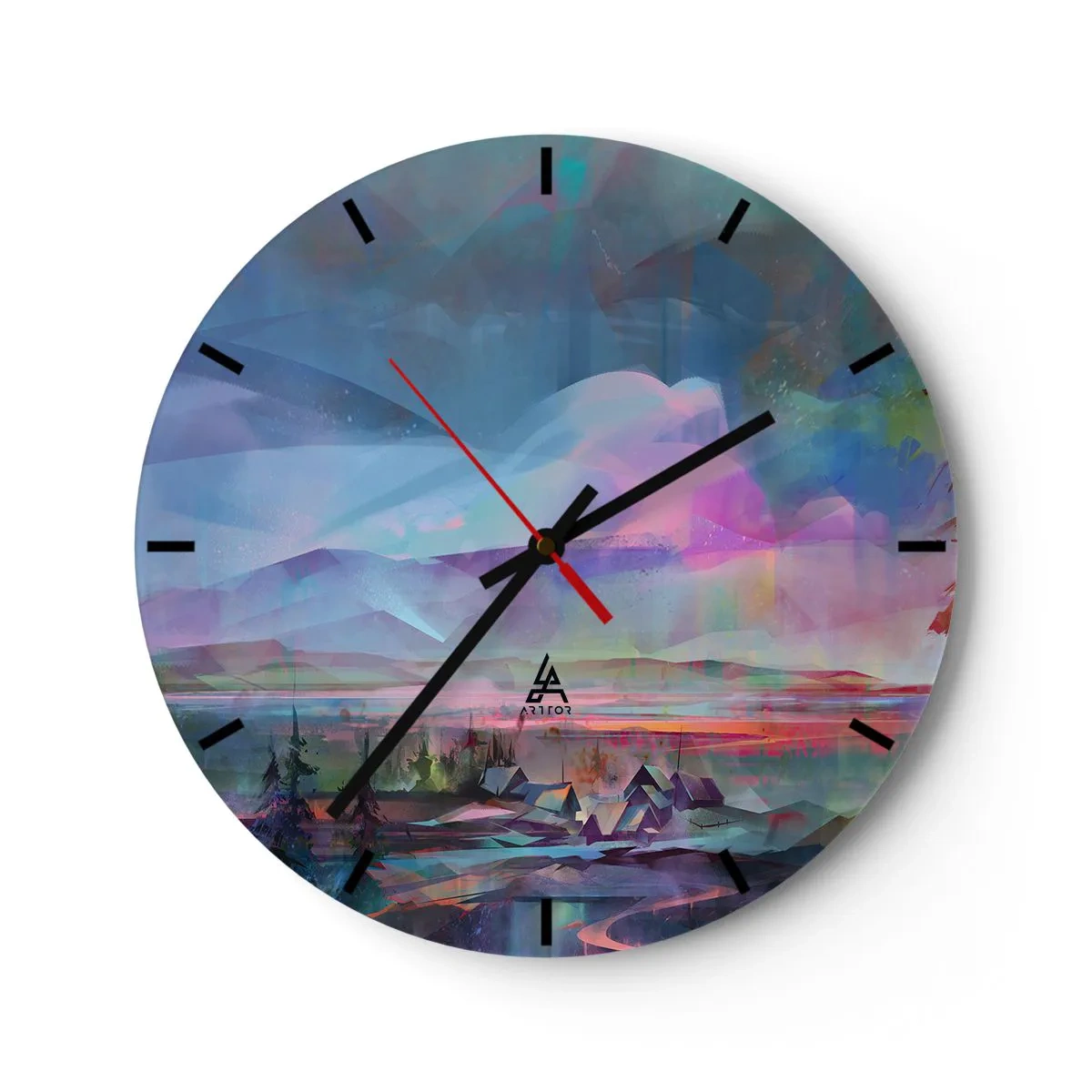 Wall clock - Clock on glass - Under Gentle Sky - 40x40 cm