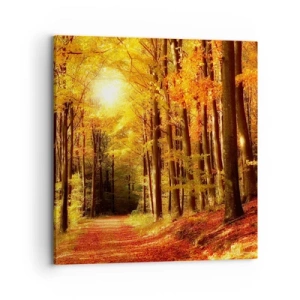 Canvas picture - Golden Autumn on a Forest Path - 70x70 cm