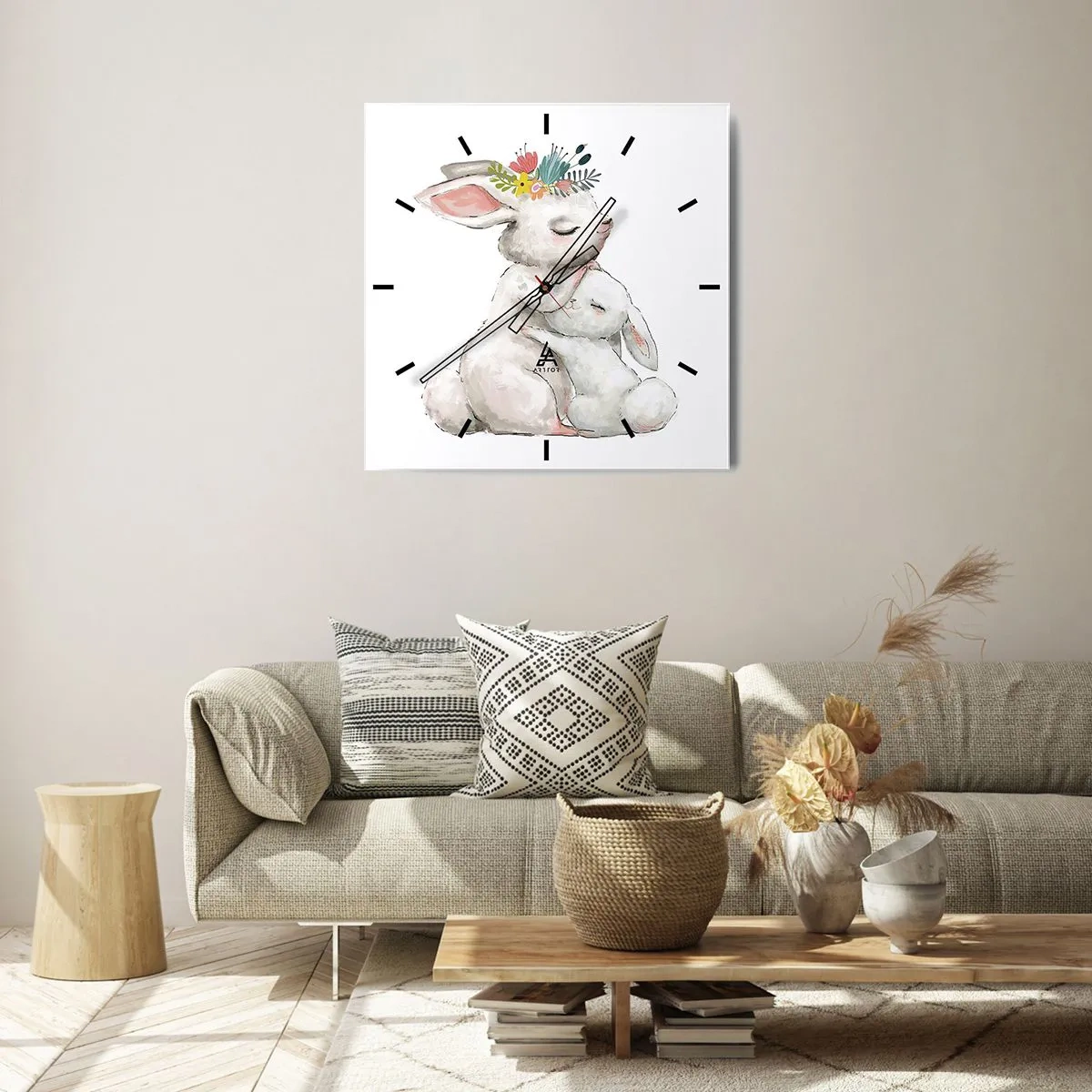 Wall clock - Clock on glass - There's No Place Like at Mum's - 30x30 cm