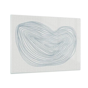 Glass picture - Delicate blue lines create an organic, flowing shape - 70x50cm - Smile of a Drop - Modern wall decoration for the living room and bedroom ARTTOR