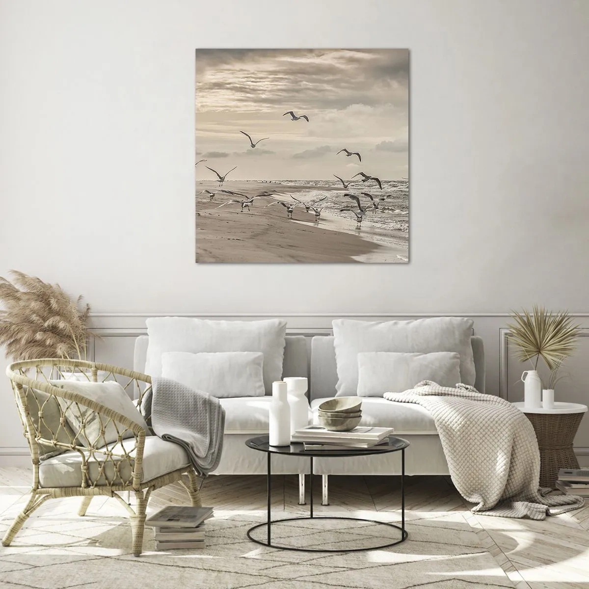 Glass picture - Sound of the Sea, Singing of the Birds - 60x60 cm