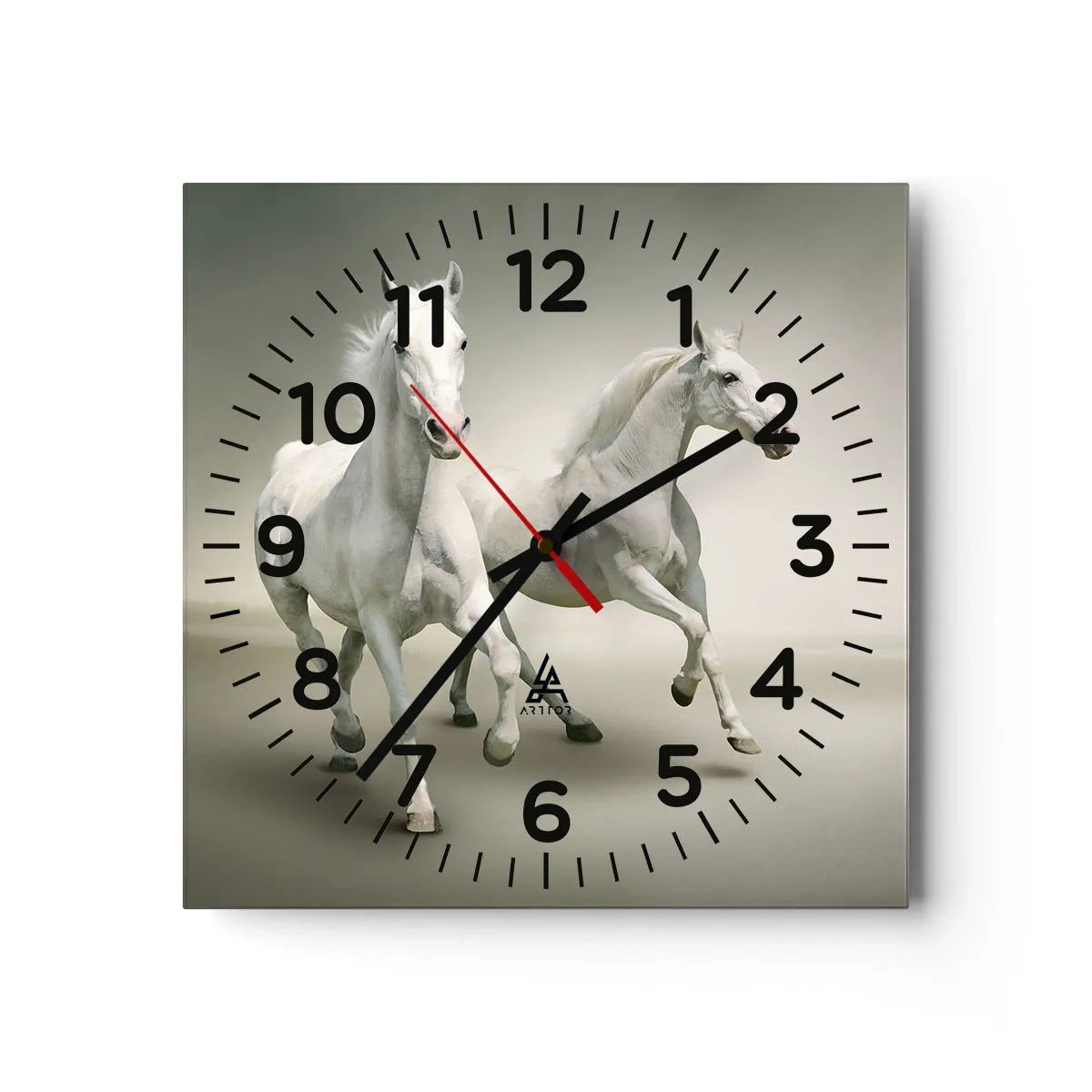 Wall clock - Clock on glass - White Power! - 30x30 cm
