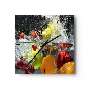 Wall clock - Clock on glass - Fruity Refreshment - 40x40 cm