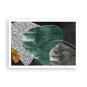 Poster - Colourful Abstract with a Golden Petal - 100x70 cm