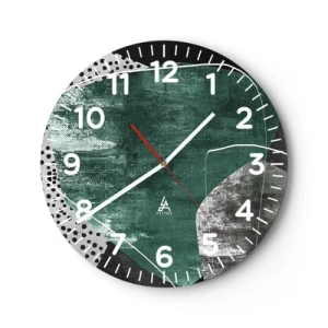 Wall clock - Clock on glass - Colourful Abstract with a Golden Petal - 30x30 cm