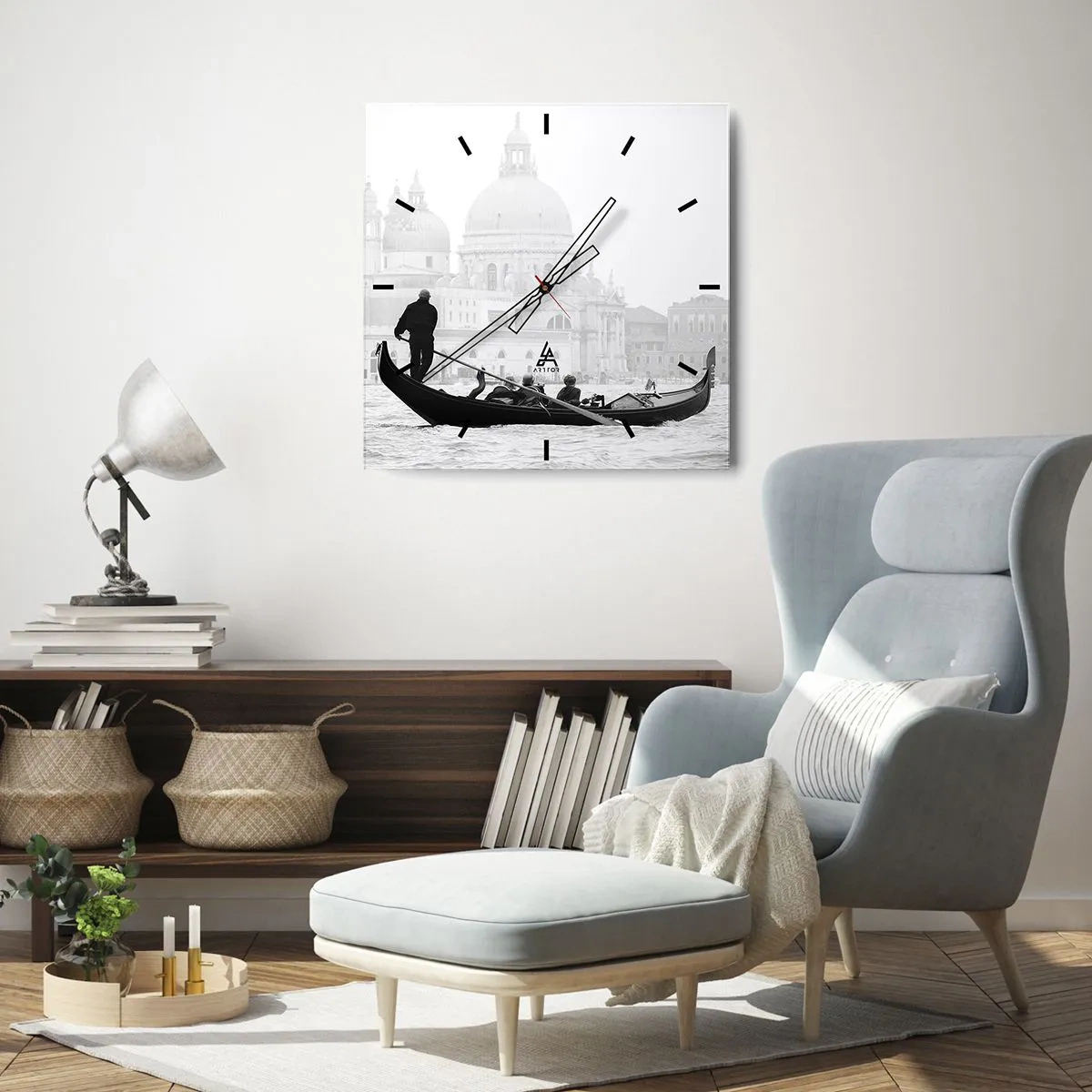 Wall clock - Clock on glass - Journey to the Origin of Beauty - 40x40 cm