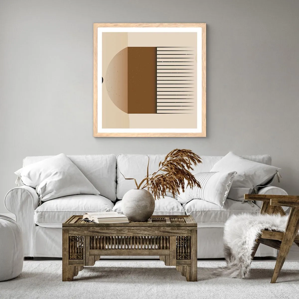 Poster in light oak frame - Different States - 30x30 cm