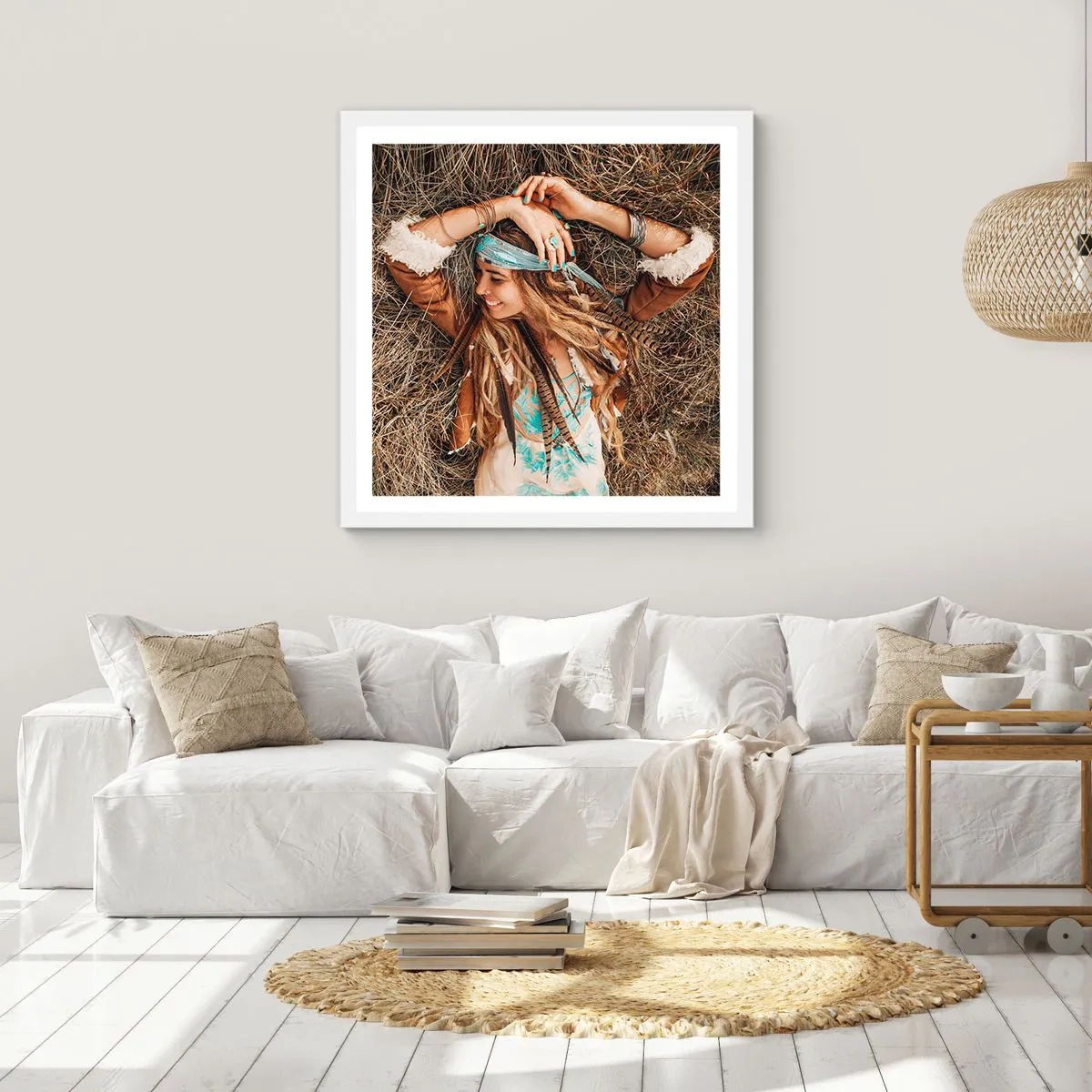 Poster in white frmae - On the Way to the Summer of Love - 40x40 cm