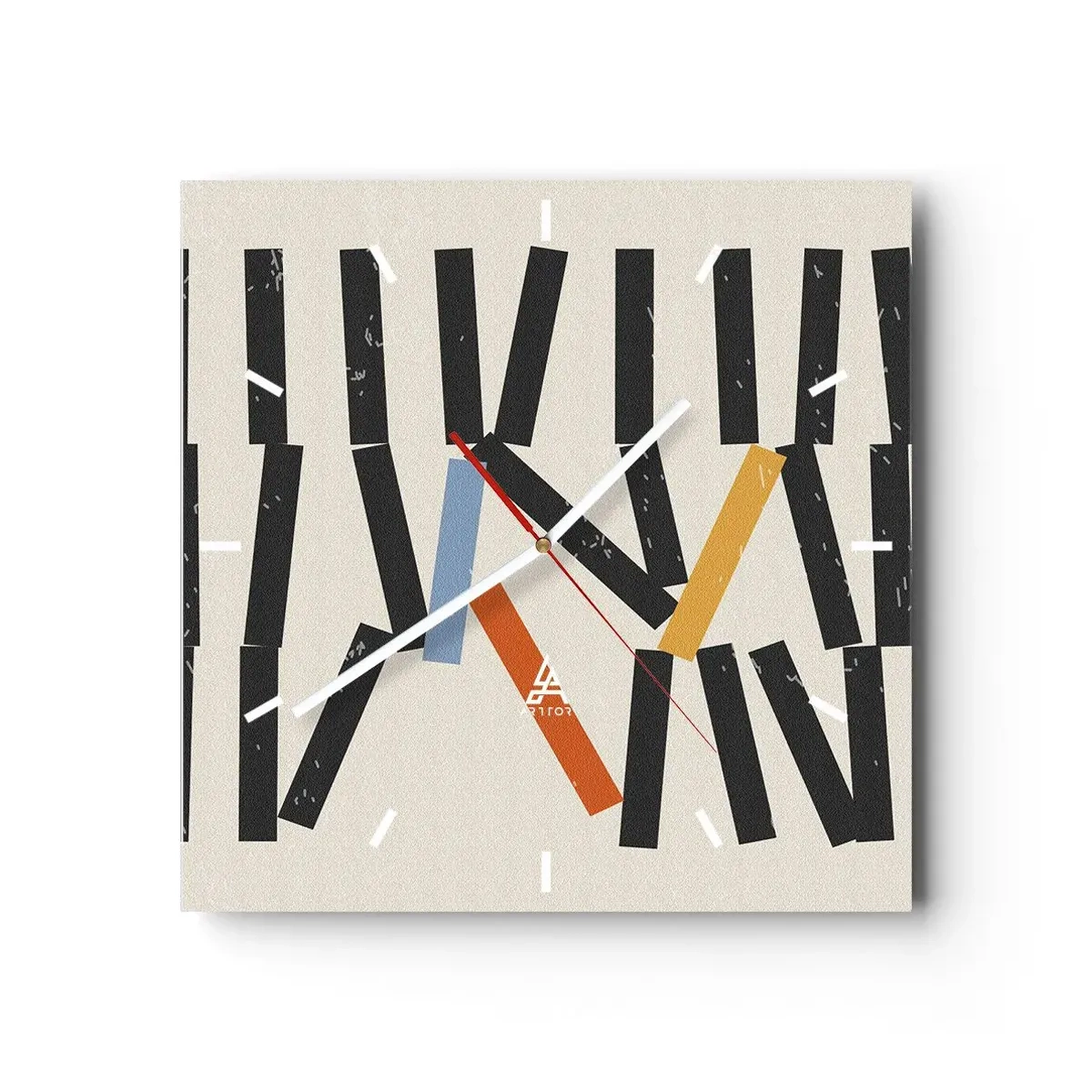 Wall clock - Clock on glass - Domino - Composition - 30x30 cm