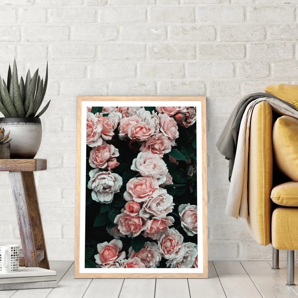 Poster in light oak frame - Rose Ensemble - 50x70 cm