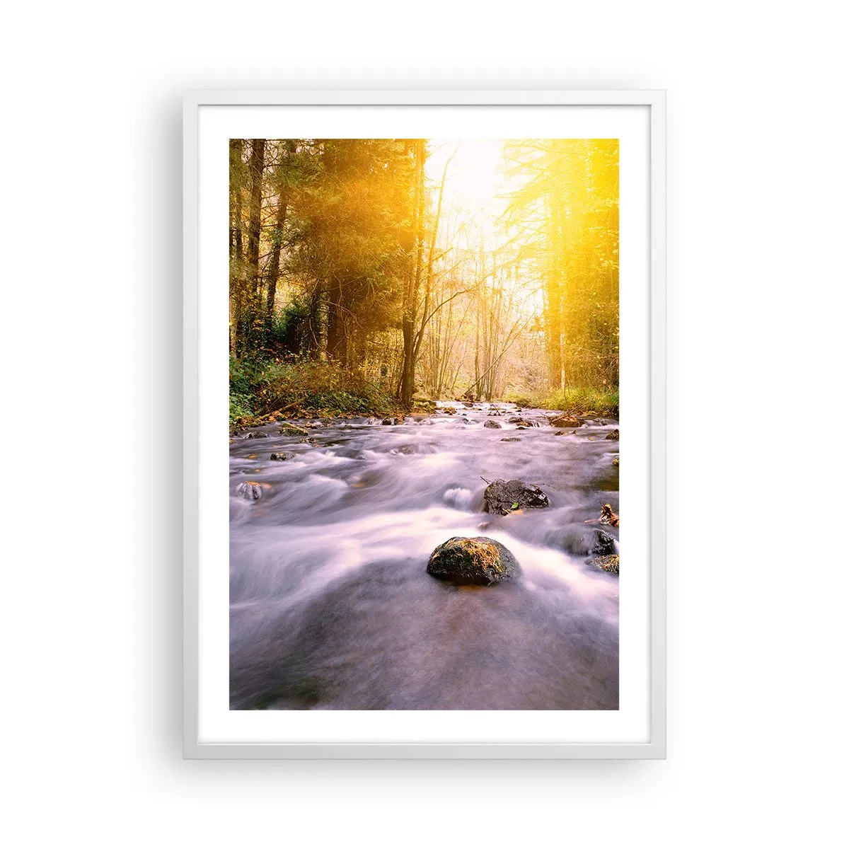 Poster in white frmae - Malachite in Silver and Gold Setting - 50x70 cm