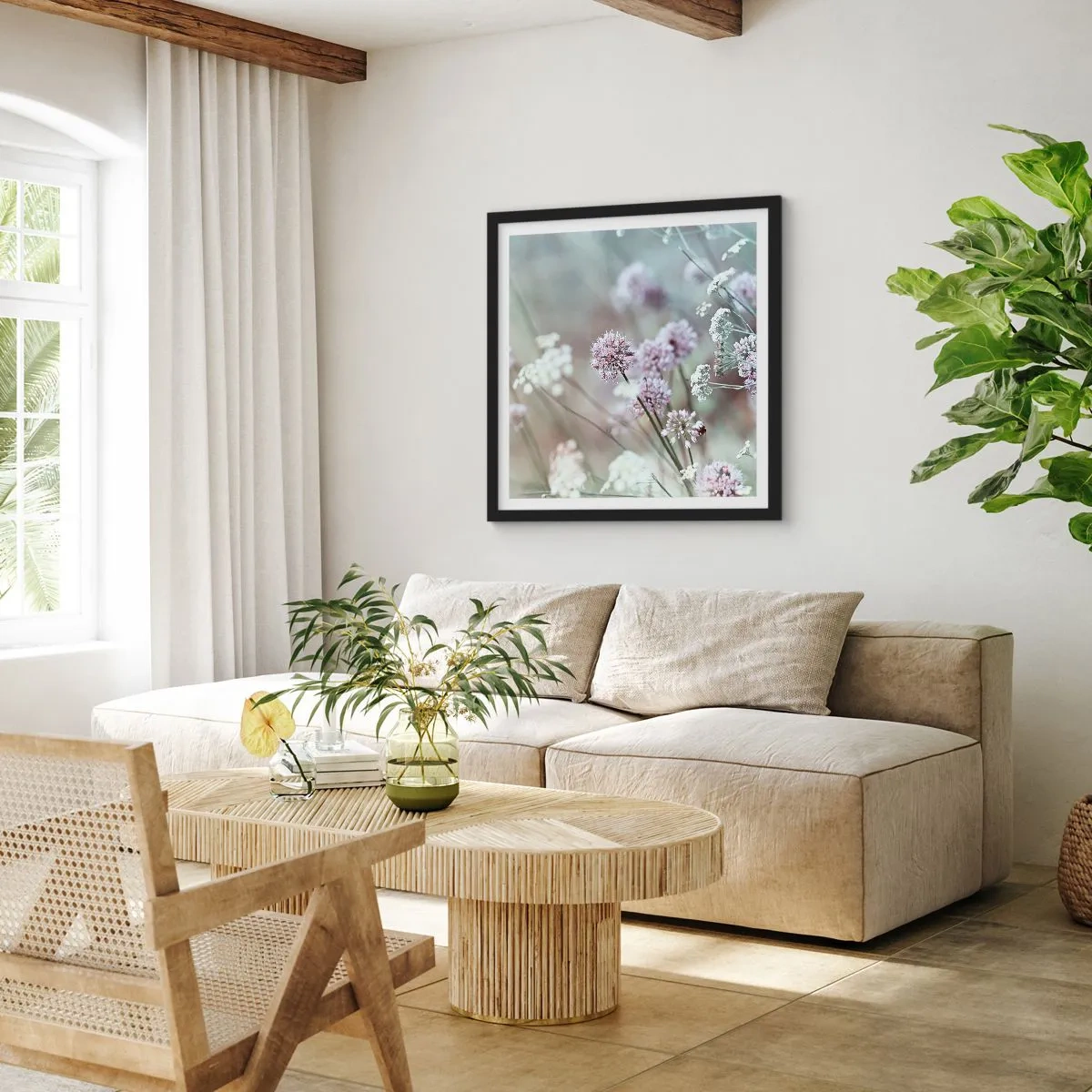 Poster in black frame - Sweet Filigrees of Herbs - 40x40 cm