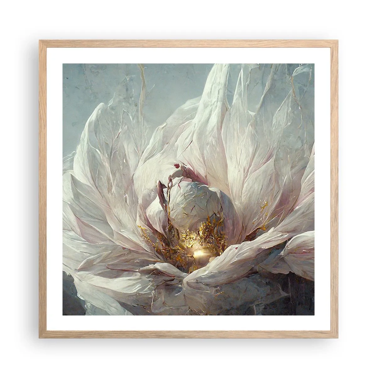 Poster in light oak frame - It Blooms Once Every Hunderd Years - 60x60 cm