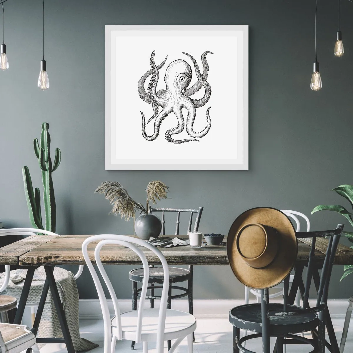 Poster in white frmae - Dancing with the Waves - 60x60 cm