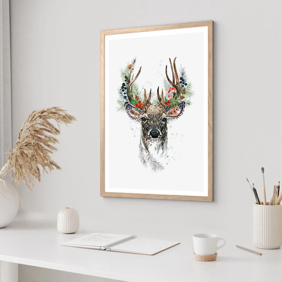 Poster in light oak frame - In Christmas Attire - 50x70 cm