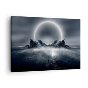 Canvas picture - Mysterious landscape with a ring of light over the mountains - 70x50cm - The End of a Story - Modern wall decoration for the living room and bedroom ARTTOR