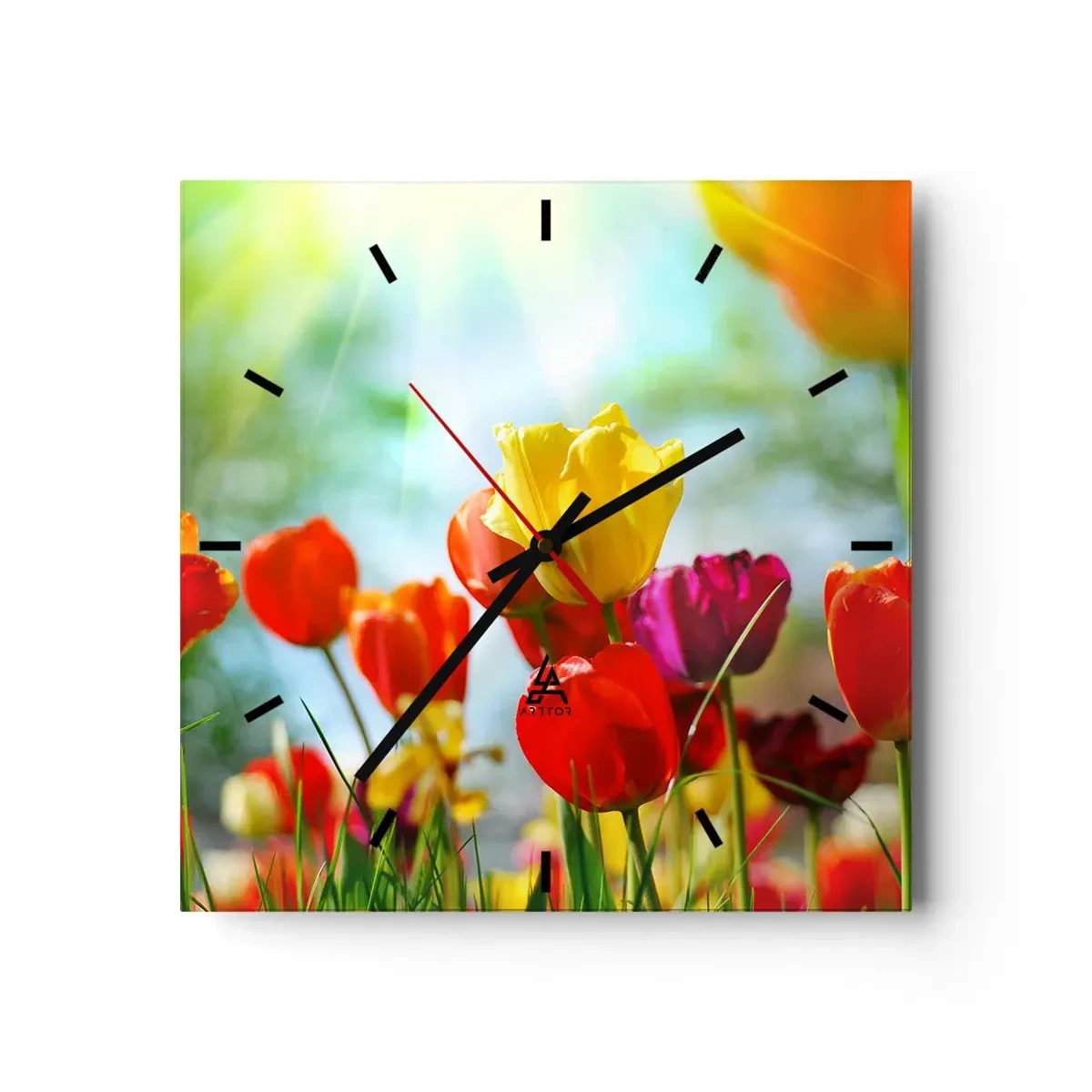 Wall clock - Clock on glass - All Colours of the Sun - 30x30 cm